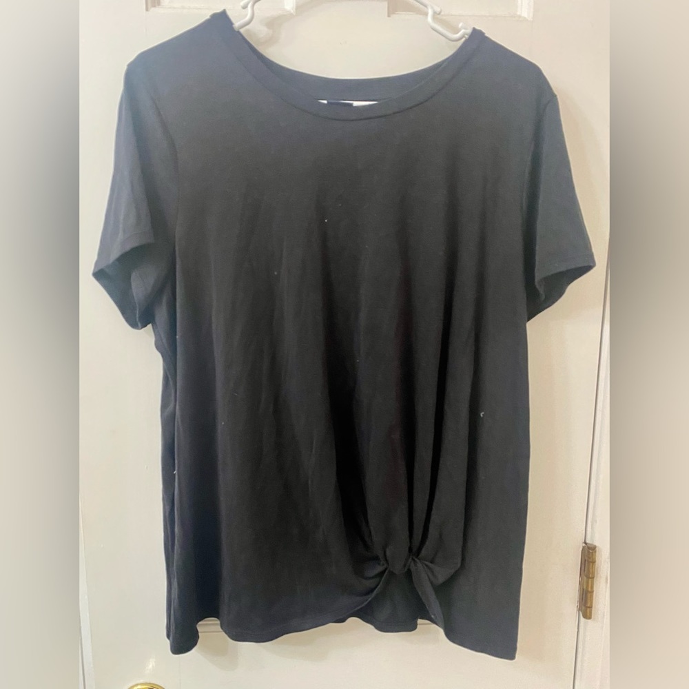 KAARI blue twist front shirt